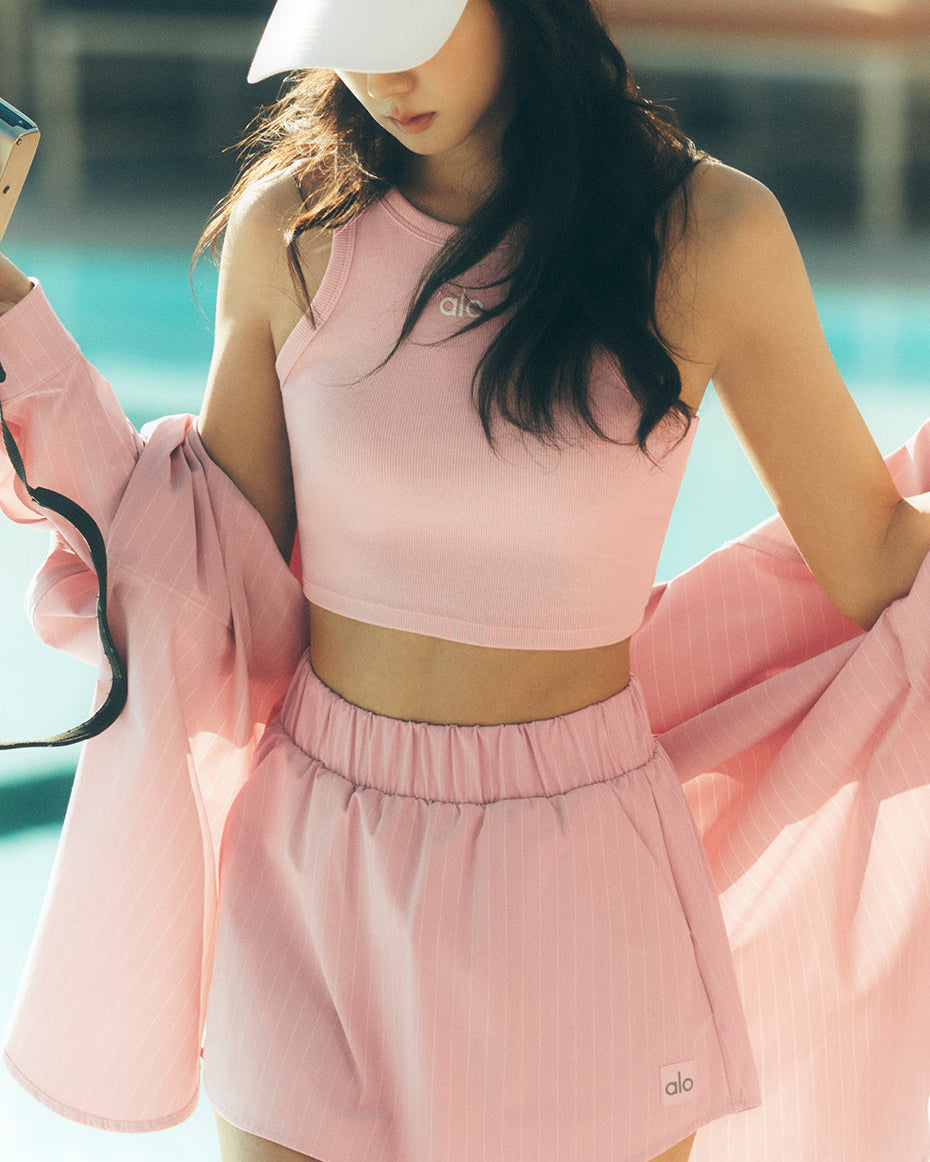 Pinstripe Daylight Mini Skirt - Pink Quartz/Ivory