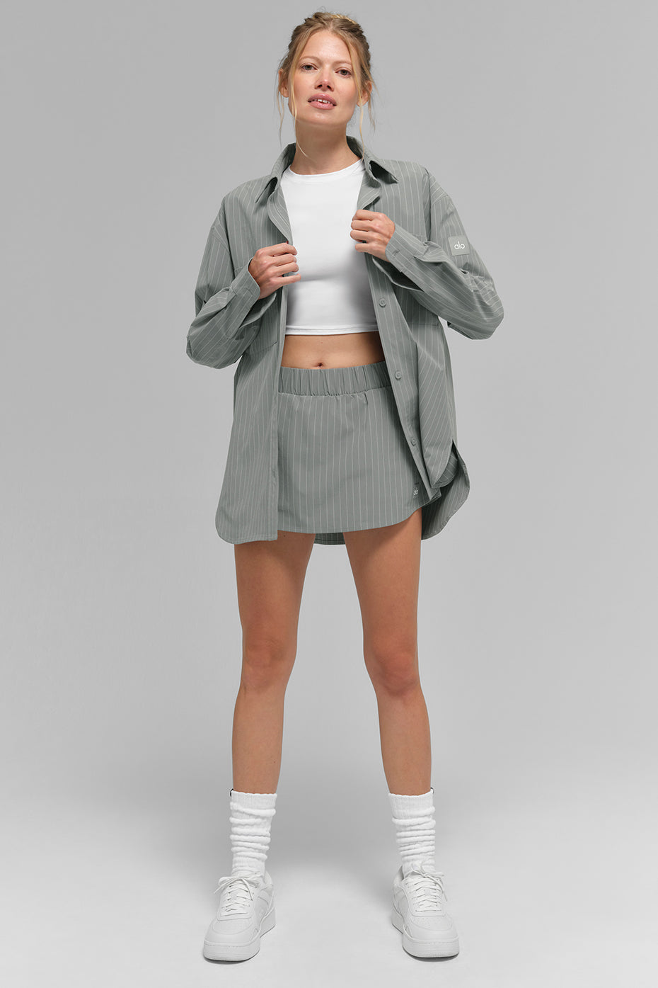 Pinstripe Daylight Button Down Long Sleeve - Lunar Grey/White