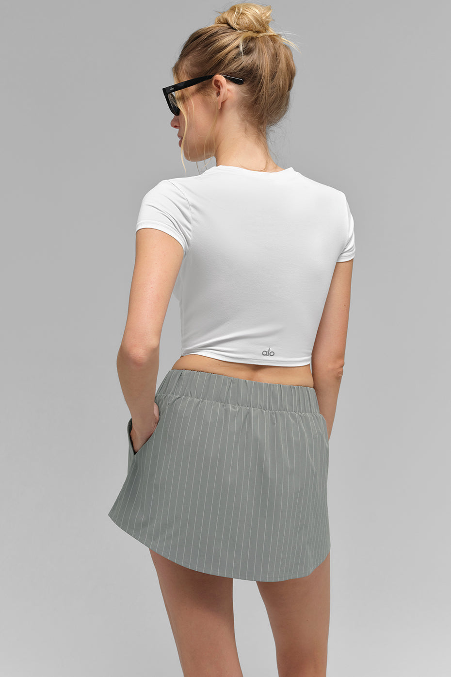 Pinstripe Daylight Mini Skirt - Lunar Grey/White