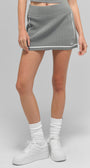 Ribbed Sweater Knit Highline Mini Skirt - Lunar Grey/White