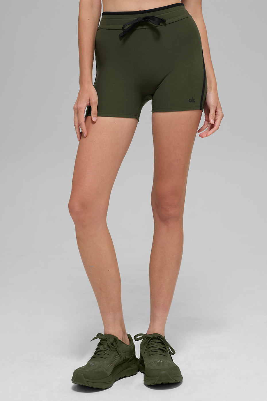 4" Airbrush High-Waist Race Pace Short - Green Olive/Black