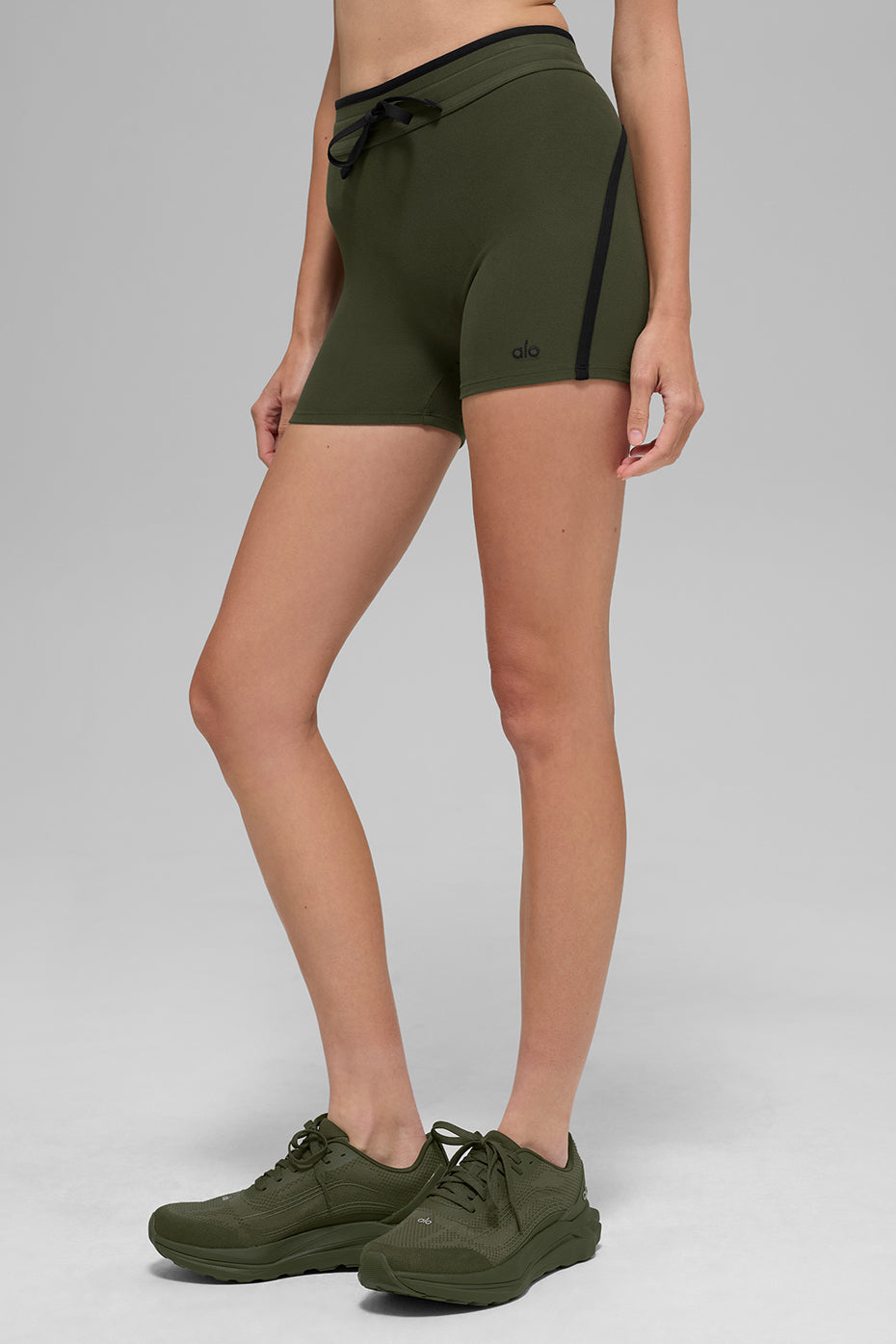 4" Airbrush High-Waist Race Pace Short - Green Olive/Black