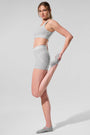 4” Alosoft High-Waist Heart Throb Short - Athletic Heather Grey/White