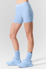 4” Alosoft High-Waist Heart Throb Short - Seashell Blue Heather/White