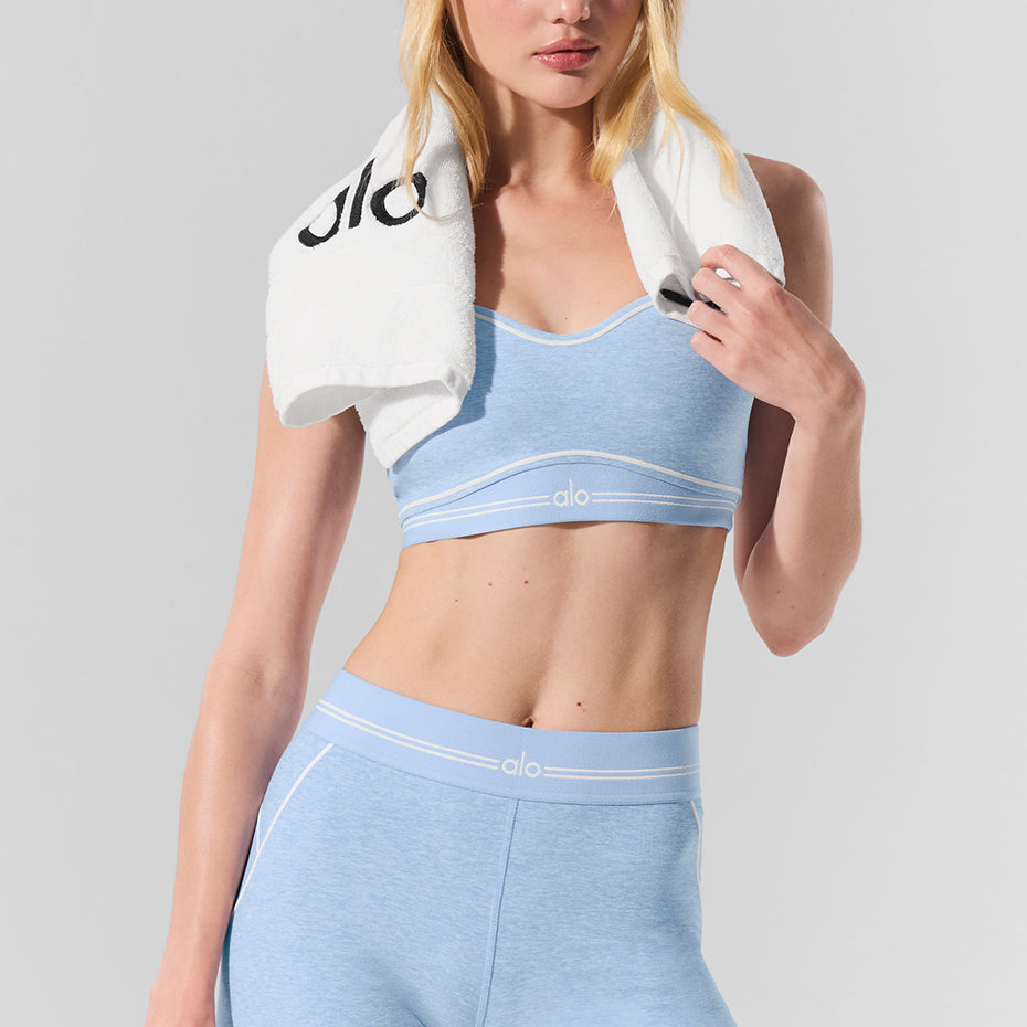 4” Alosoft High-Waist Heart Throb Short - Seashell Blue Heather/White