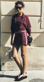 Track Star Mini Skirt - Burgundy
