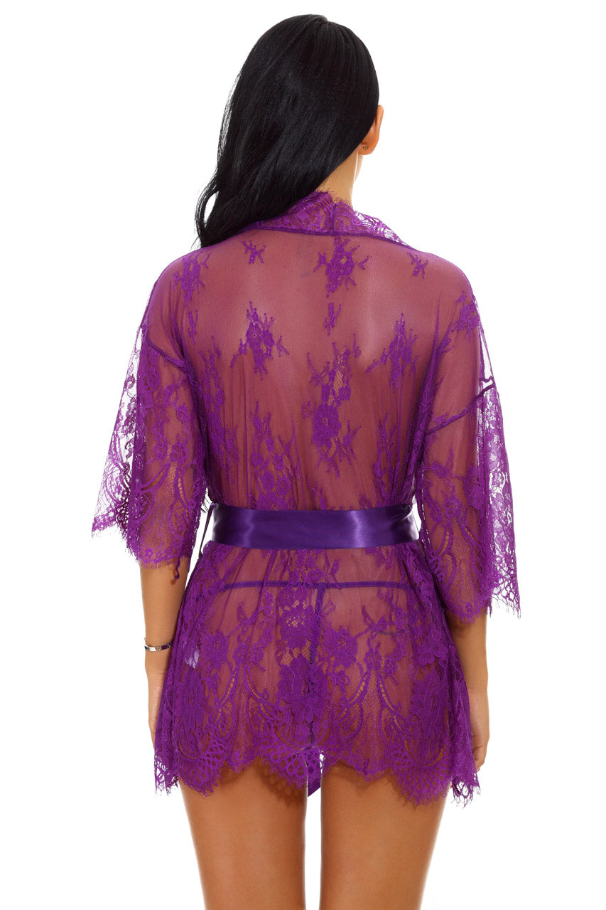Eyelash Lace and Mesh Robe
