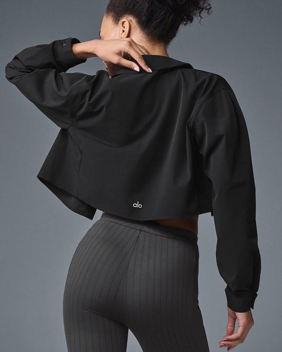 Cropped Take Me Out Button Up - Black