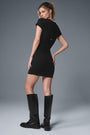 Goddess Ribbed Short Sleeve Dress - Black