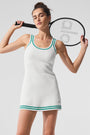 Tennis Club Sweater Knit Dress - White/Spruce Green