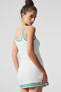 Tennis Club Sweater Knit Dress - White/Spruce Green