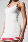 Tennis Club Sweater Knit Dress - White/Candy Red