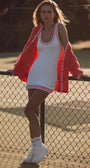 Tennis Club Sweater Knit Dress - White/Candy Red