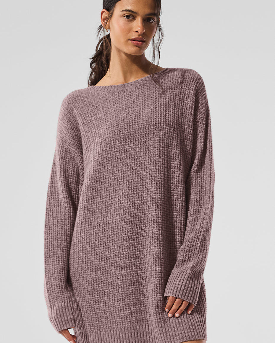 Cashmere Plush Waffle Dress - Mushroom Heather