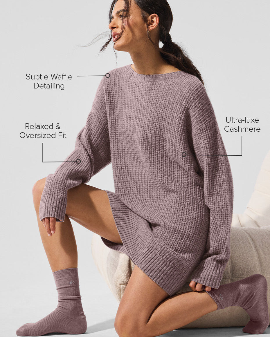 Cashmere Plush Waffle Dress - Mushroom Heather