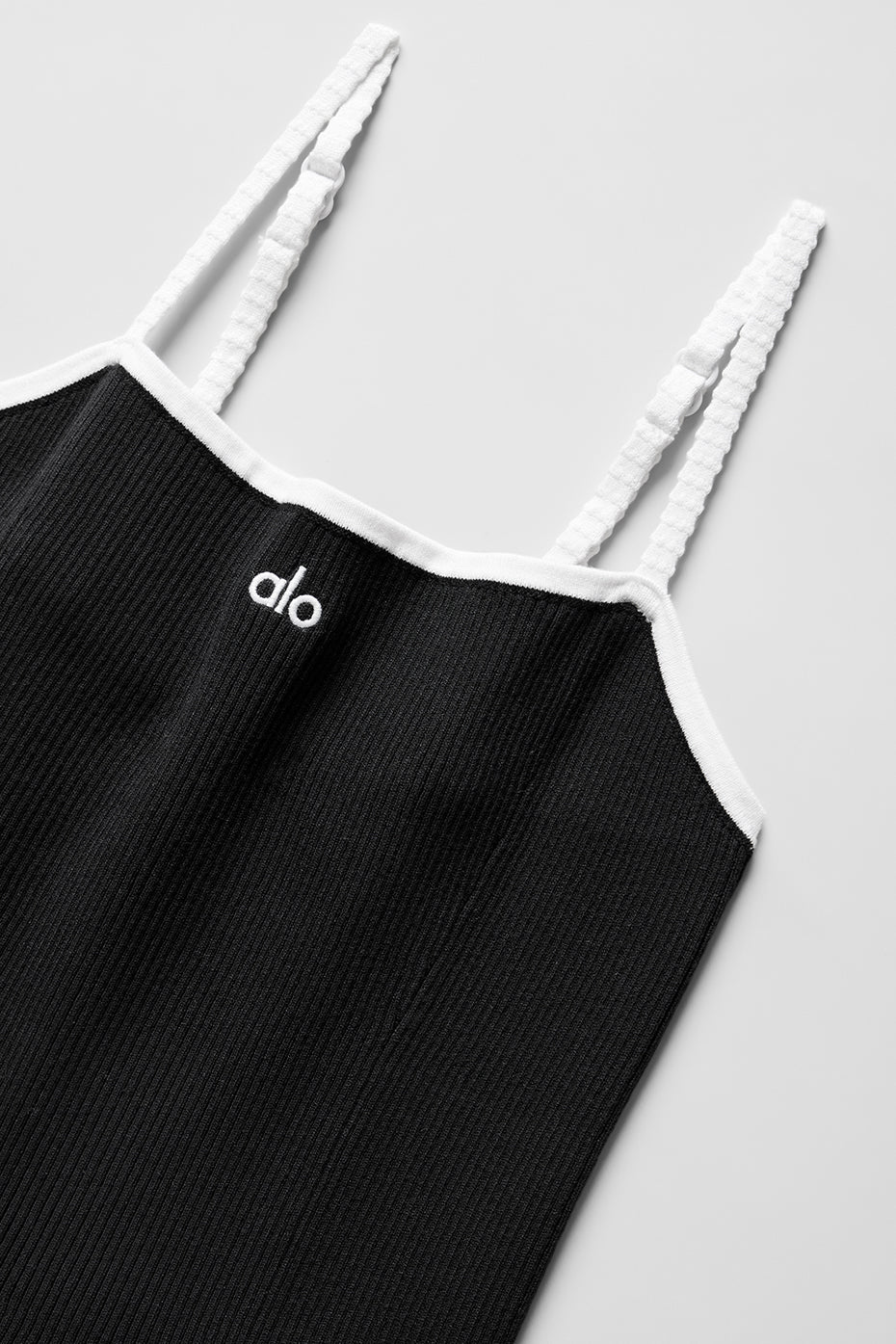 Ribbed Sweater Knit Highline Dress - Black/White