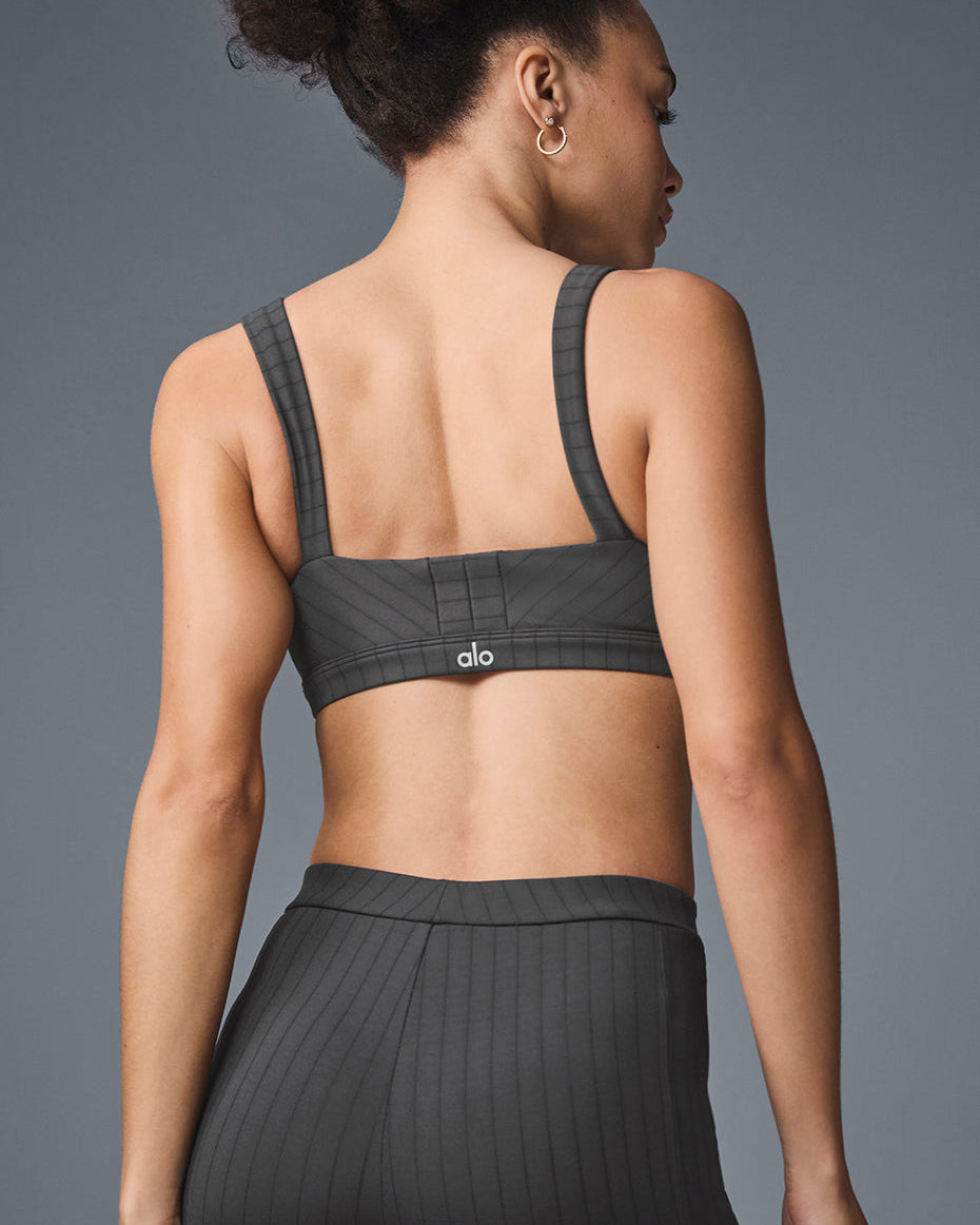 Pinstripe Jacquard Captivate Bra - Anthracite/Black