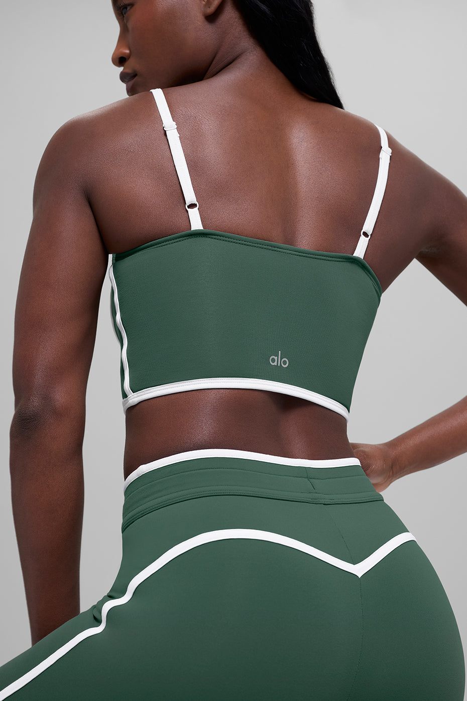 Airbrush Streamlined Bra Tank - Clover Green/White