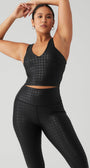 Airlift Glimmer Houndstooth Real Bra Tank - Black