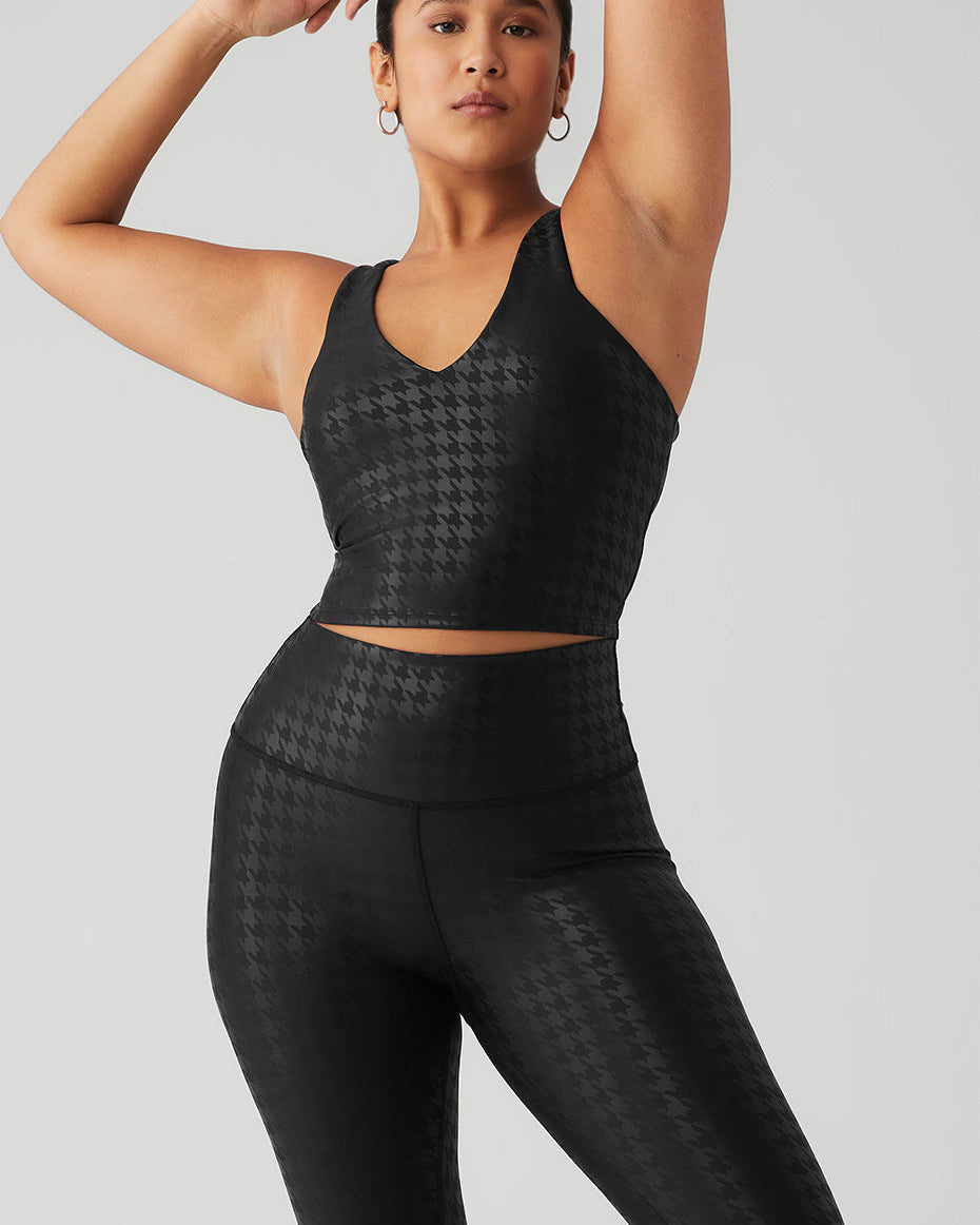 Airlift Glimmer Houndstooth Real Bra Tank - Black