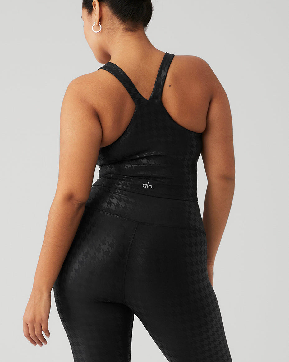 Airlift Glimmer Houndstooth Real Bra Tank - Black