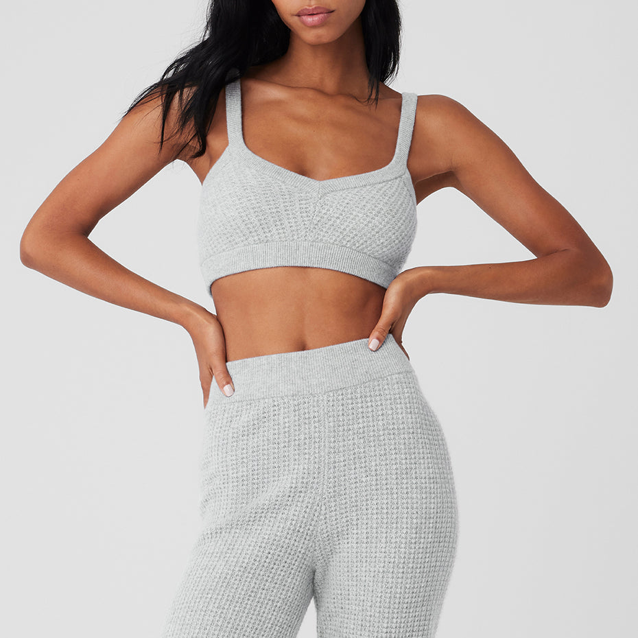 Cashmere Plush Waffle V-Neck Bra - Athletic Heather Grey