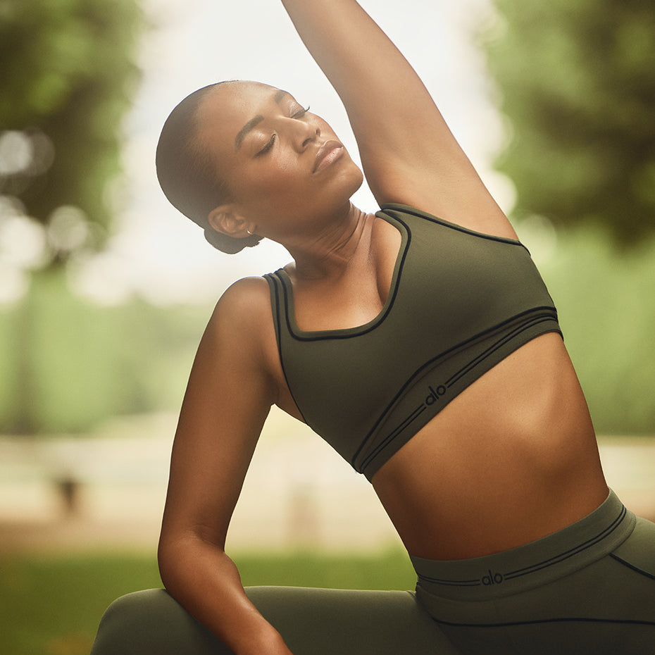 Airbrush Heart Throb Bra - Green Olive/Black