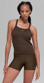 Seamless Ribbed Favorite Full Length Bra Tank - Espresso