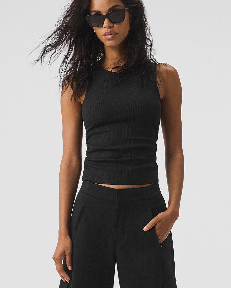 Ribbed En Pointe Tank - Black