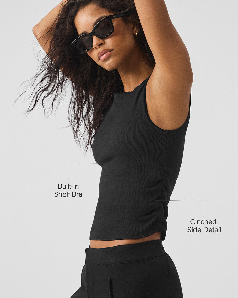 Ribbed En Pointe Tank - Black