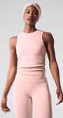 Ribbed En Pointe Tank - Pink Quartz