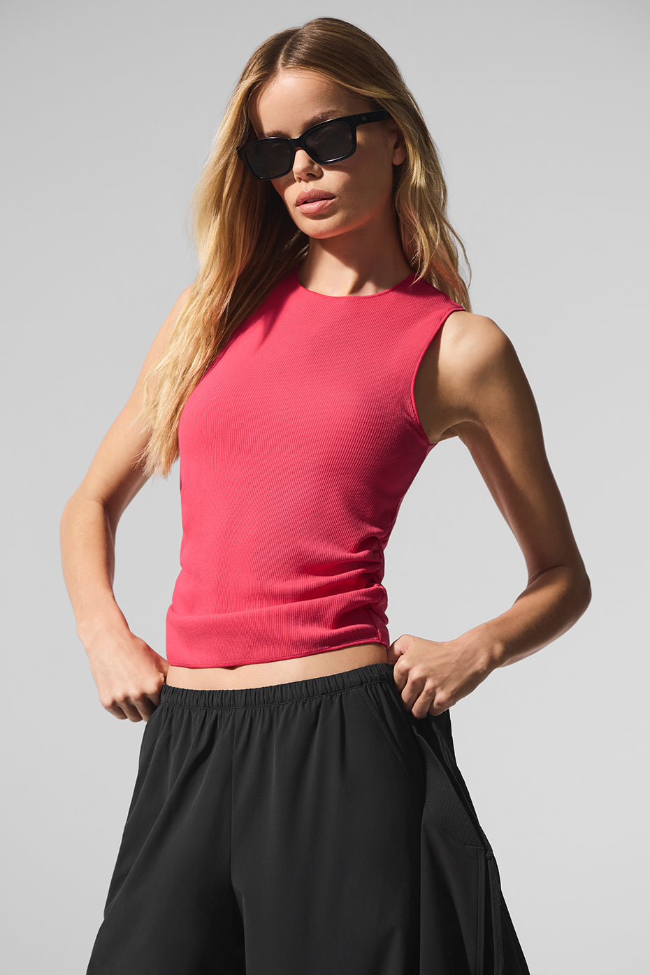 Ribbed En Pointe Tank - Candy Red