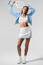 Tennis Club Sweater Knit Bra - White/Seashell Blue