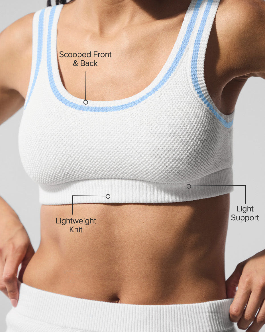 Tennis Club Sweater Knit Bra - White/Seashell Blue