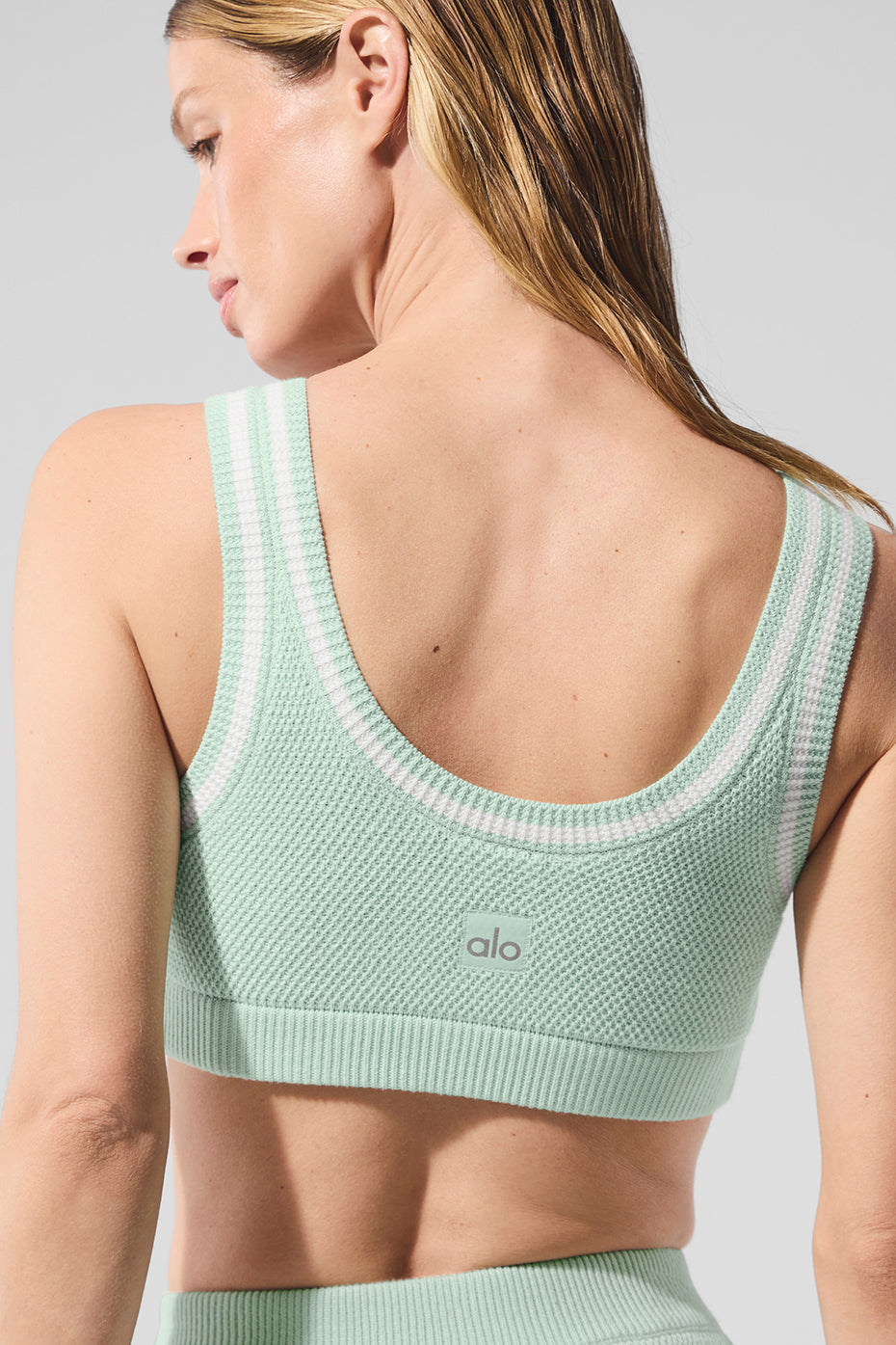 Tennis Club Sweater Knit Bra - Spearmint/White