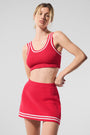 Tennis Club Sweater Knit Bra - Candy Red/White