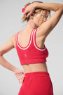 Tennis Club Sweater Knit Bra - Candy Red/White