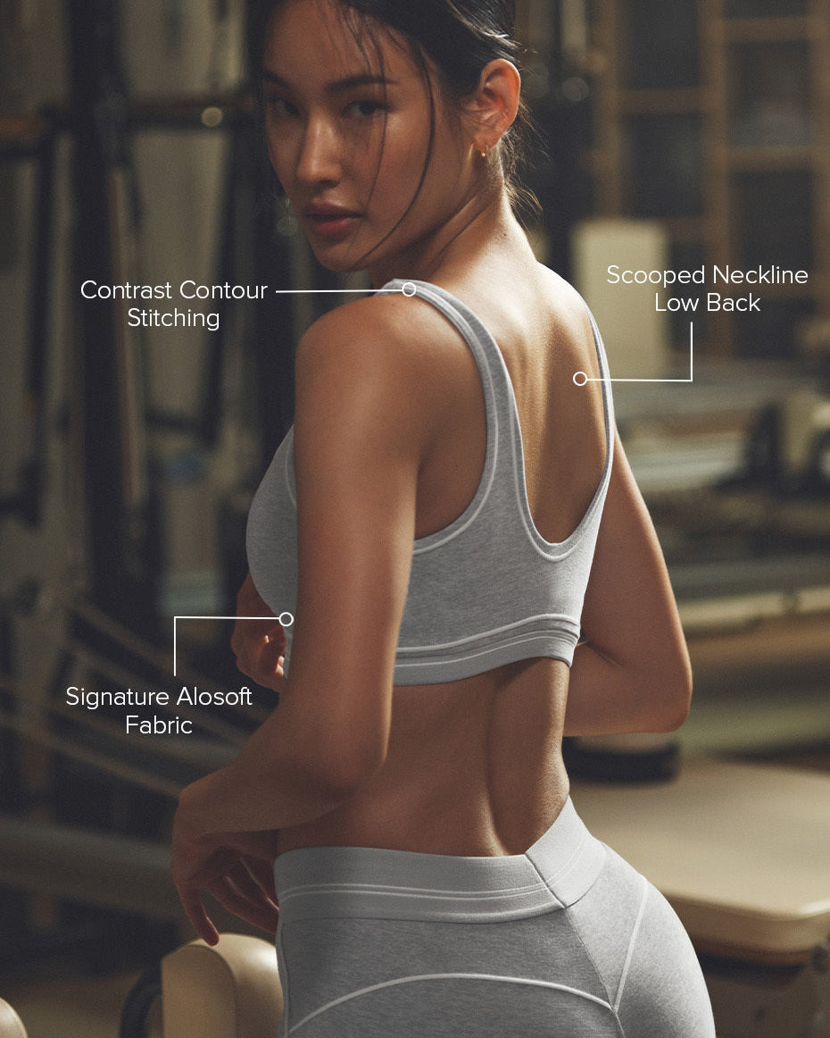 Alosoft Heart Throb Bra - Athletic Heather Grey/White