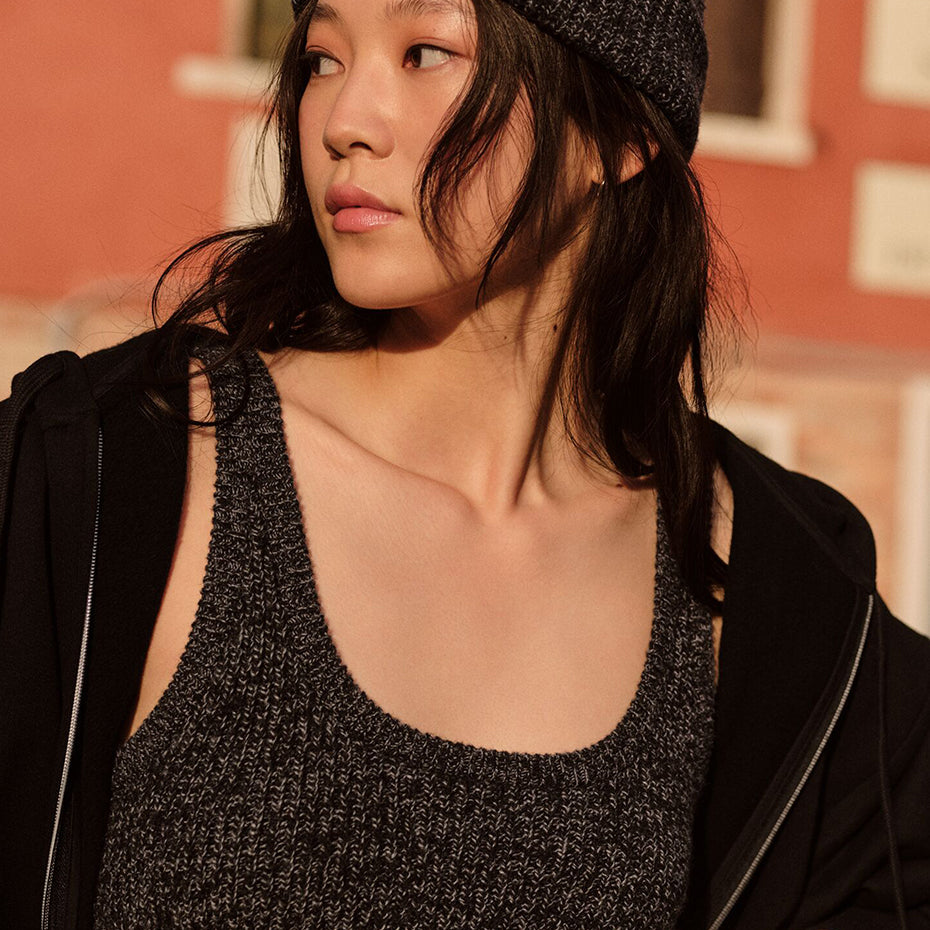 Marl Sweater Bra - Black Marl