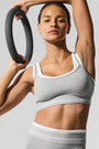 Alosoft Better Together Bra - Athletic Heather Grey/White