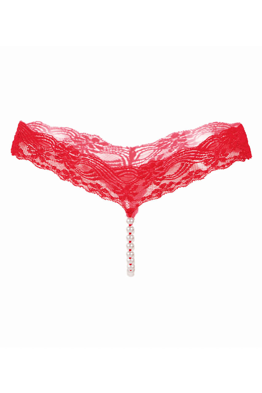 Lace Pearl Crotch Thong