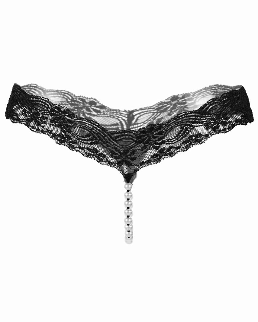 Lace Pearl Crotch Thong