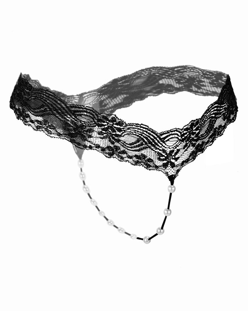 Lace Pearl Crotch Thong