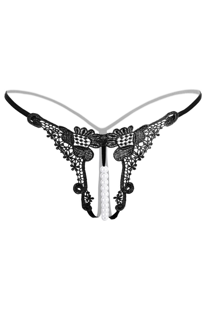 Embroidered Pearl Thong