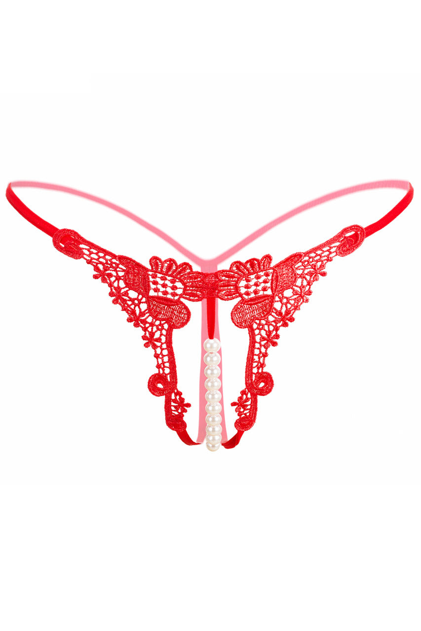 Embroidered Pearl Thong