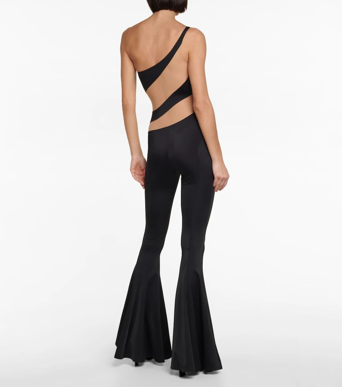 Norma Kamali - Snake paneled mesh fishtail jumpsuit