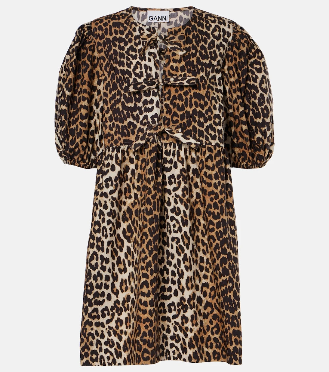 Ganni - Leopard-print cotton minidress
