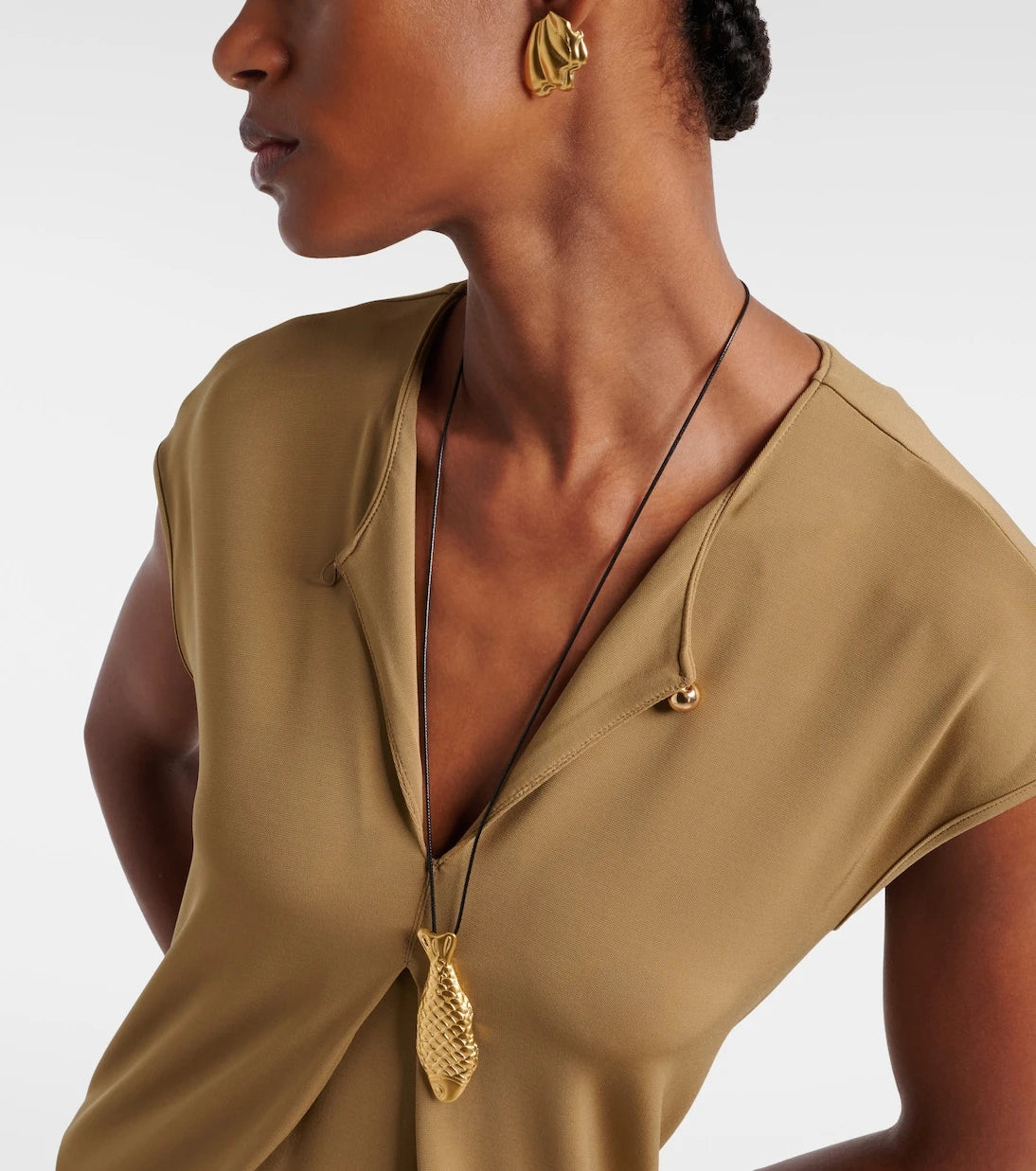Ysso - Catch Fish 24kt gold-plated pendant necklace