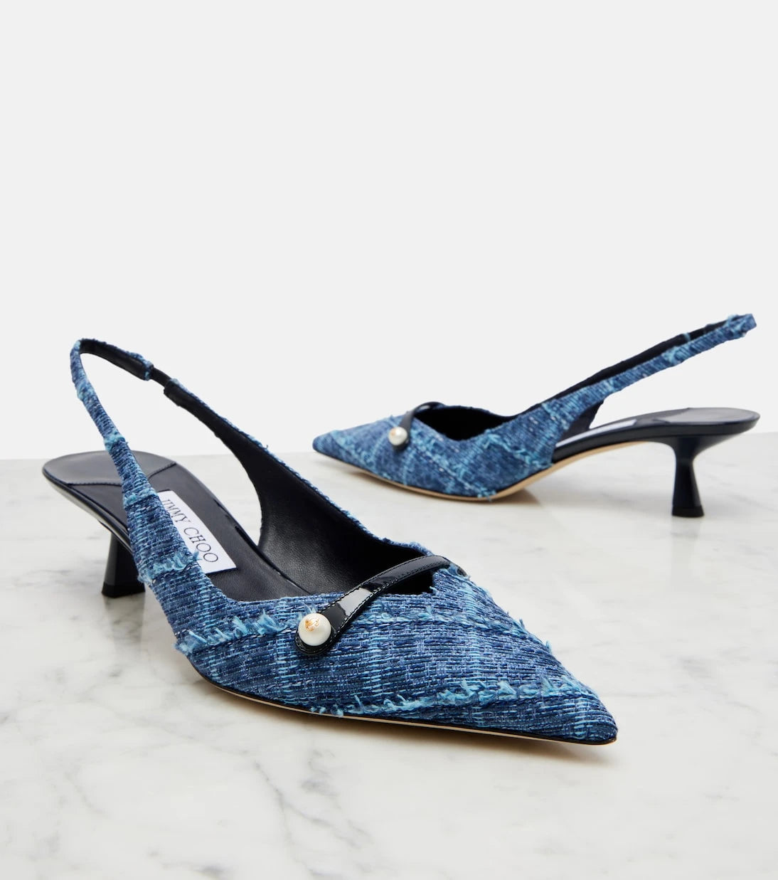 Jimmy Choo - Amita denim slingback pumps