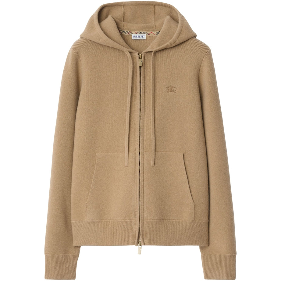 Burberry Beige Cashmere-Blend Zip-Up Hoodie